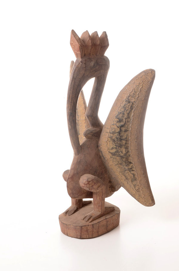 Figur Reiher Vogel aus massivem afrikanischen Fundholz, 52 cm, liebevolle Handarbeit aus Ghana