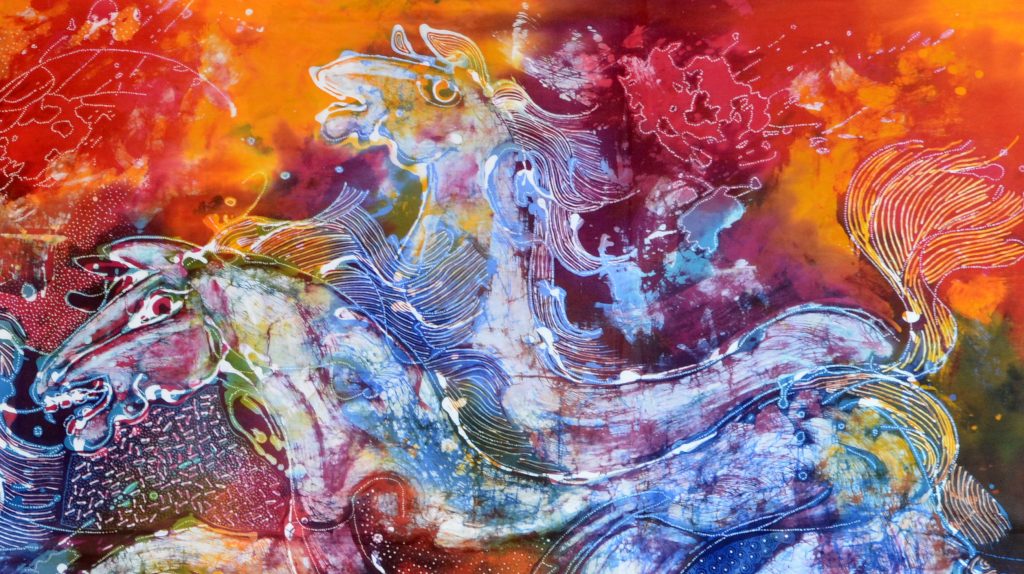 Handgefertigtes balinesisches Batik-Bild aus Naturbaumwolle als Wandschmuck Batik-Stoff Bilder im Afrika-Deko-Shop München kaufen, individuelle Wanddeko