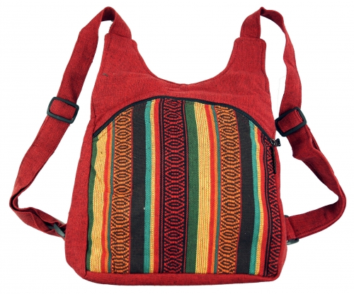 Afrika-Deko-Shop: Rucksack aus Webstoff, idealer Taschen Begleiter für den Alltag. Tragetasche in rot. Kaufen Sie bei uns!