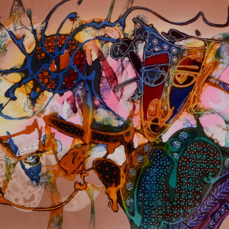 Batik Stoffbild mit Masken  Motiven, Wohn Accessoires im Afrika-Deko-Shop München