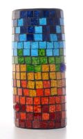 Vase aus Ton und Glasmosaik im Afrika Deko Shop München kaufen Afrika-Deko-Shop München: afrikanische Vase aus Ton mit Glasmosaik Steinen, Wohnaccessoires, unverwechselbare Handarbeit. 25 cm.