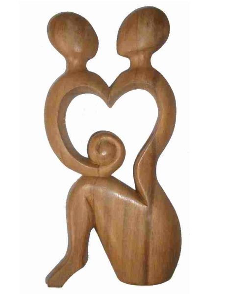 Afrikanische Liebespaar Holz Figur Handarbeit Bali, 30 cm Deko 