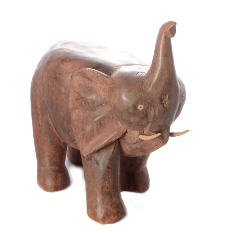 Dekorative handgeschnitzte Elefantenfigur aus afrikanischem Holz im Afrika-Deko-Shop