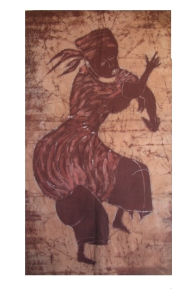 Batik Stoffbild Wandbild mit natürlichen Farben im Afrika-Deko-Shop bestellen Batik Stoffbild Figuren im Afrika-Deko-Shop kaufen, Wandschmuck mit Flair