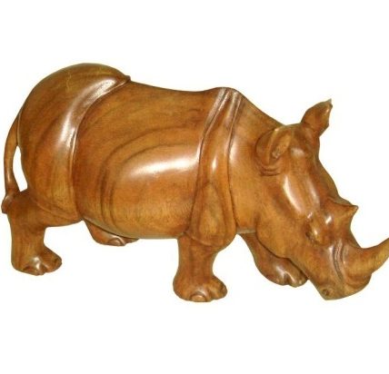 Dekorative handgeschnitzte Nashorn Figur aus Fund Holz im Afrika-Deko-Shop München